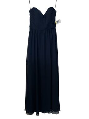 After Size Women's Navy Blue Strapless Ruched Pleated Maxi Dress Sz 6 NWOT